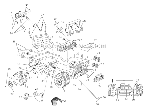 Page A Diagram and Parts List for H4803  Power Wheels Ride-On Cars